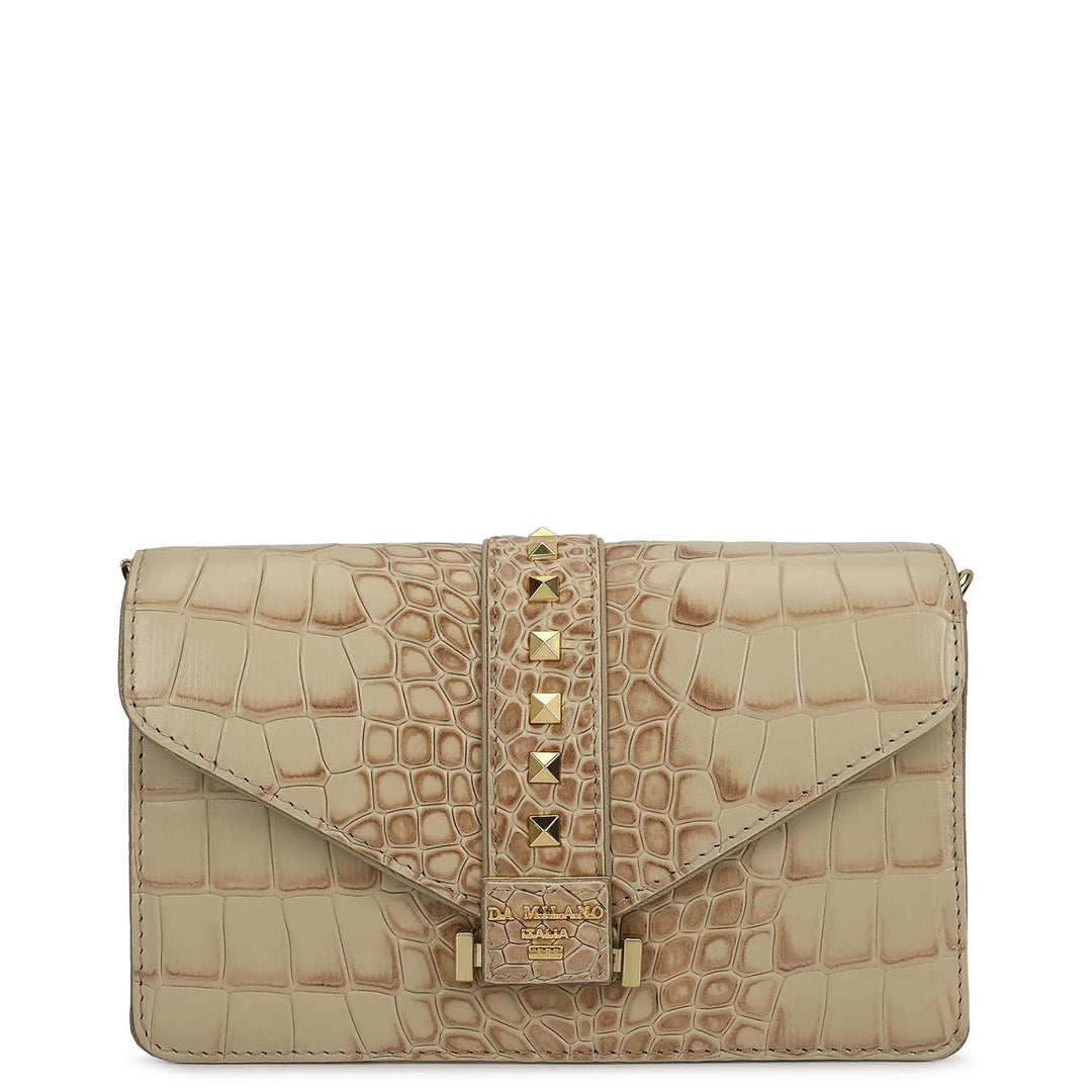 Small Croco Leather Shoulder Bag - Frost