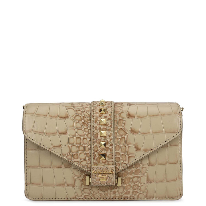 Small Croco Leather Shoulder Bag - Frost