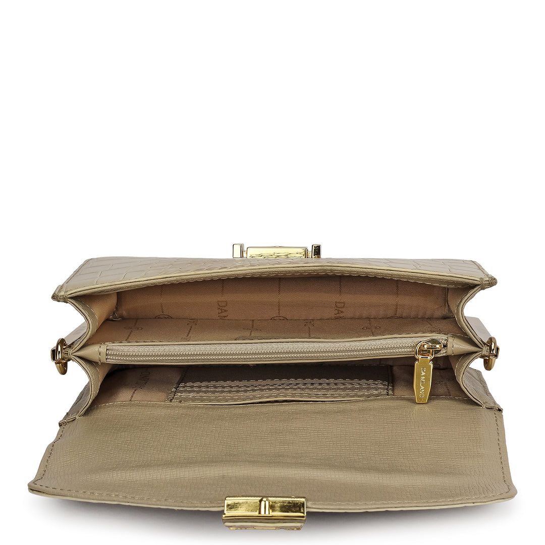 Small Croco Leather Shoulder Bag - Frost
