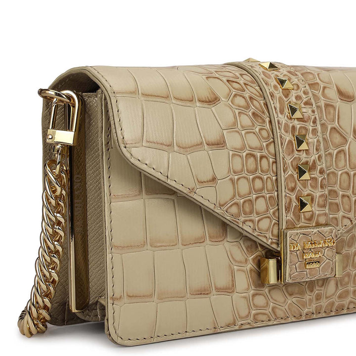 Small Croco Leather Shoulder Bag - Frost