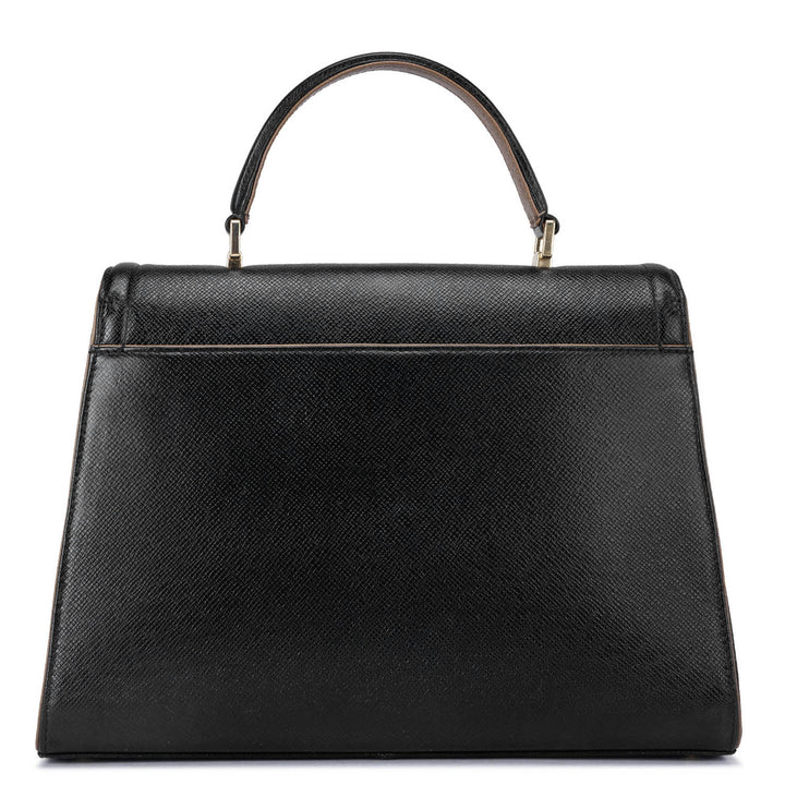 Medium Franzy Leather Satchel - Black