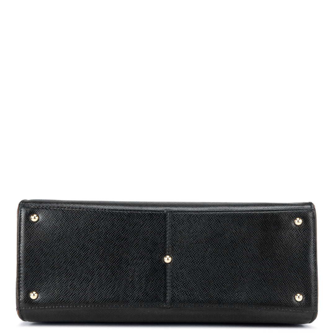 Medium Franzy Leather Satchel - Black