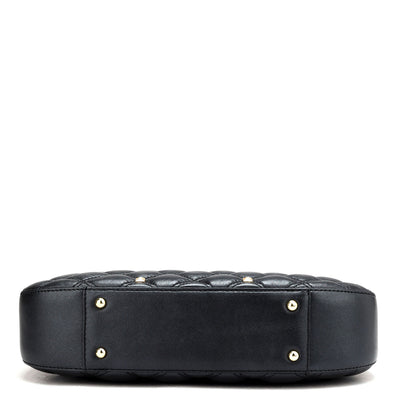 Small Quilting Leather Baguette - Black