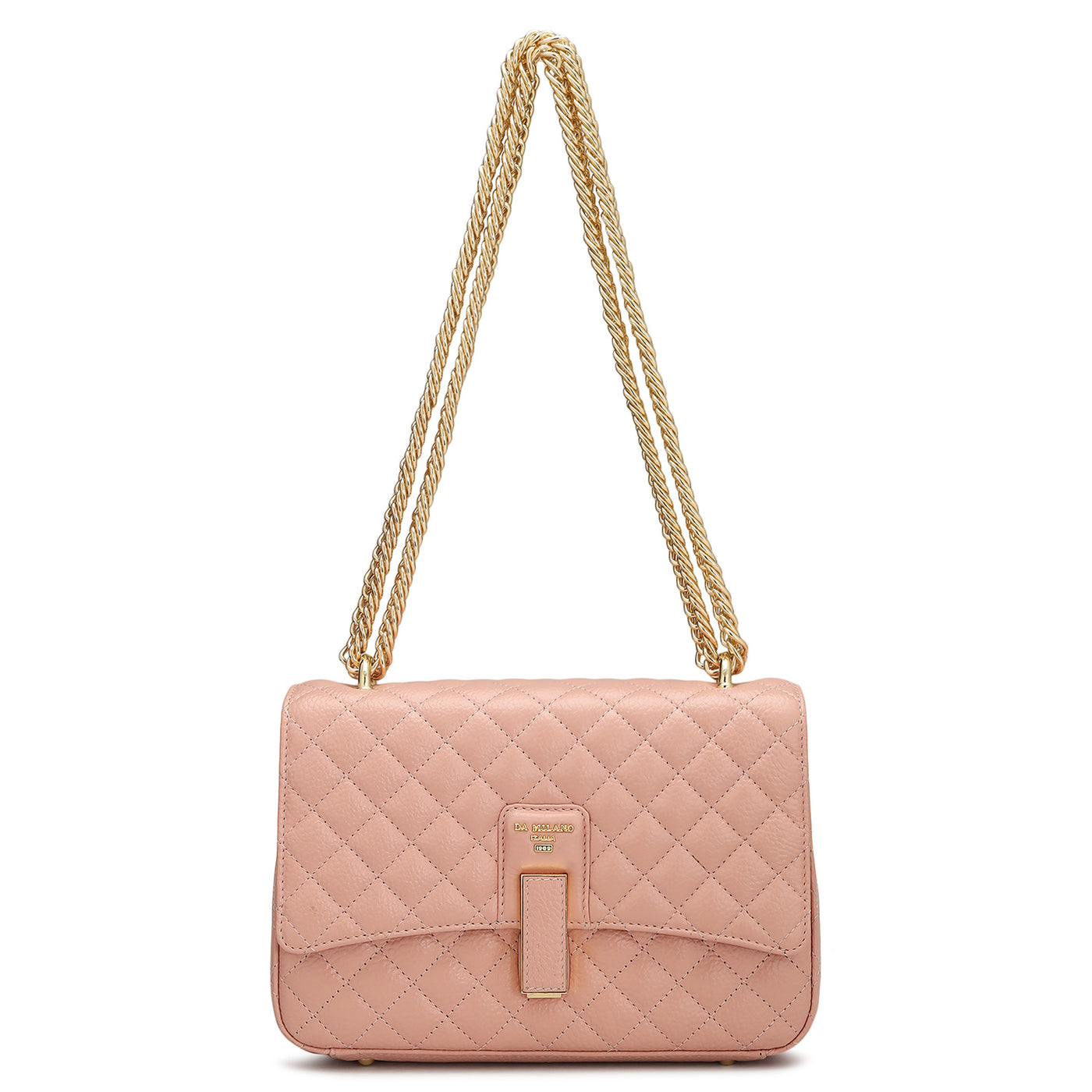 Small Quilting Leather Shoulder Bag - Baby Pink