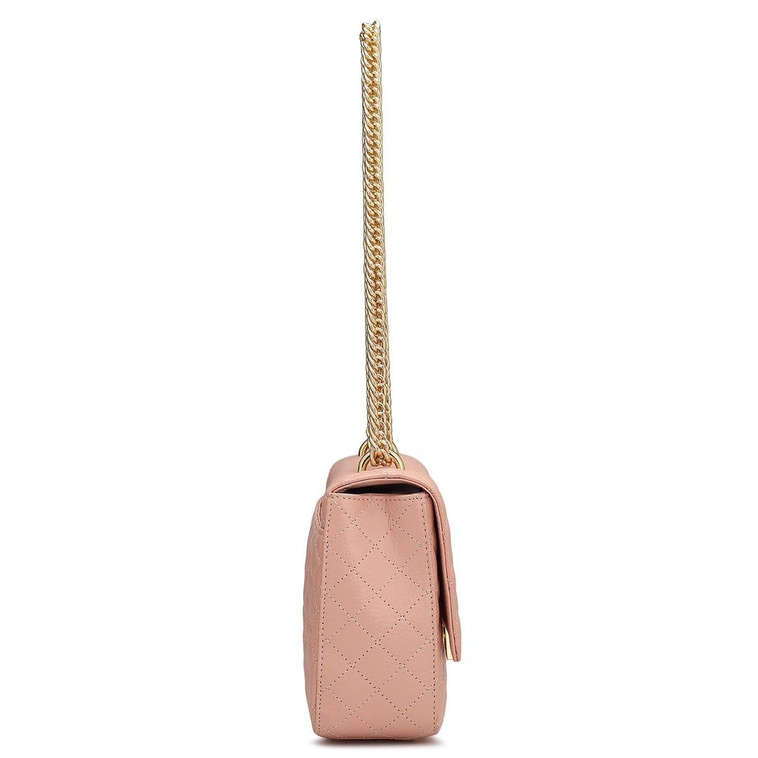 Medium Quilting Leather Shoulder Bag - Baby Pink