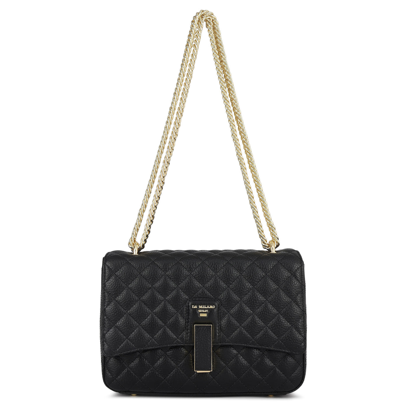 Small Quilting Leather Shoulder Bag - Black