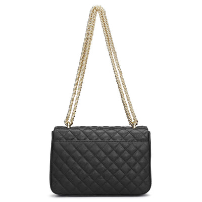 Small Quilting Leather Shoulder Bag - Black