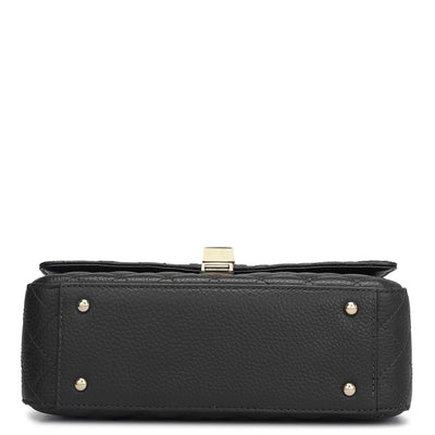 Small Quilting Leather Shoulder Bag - Black