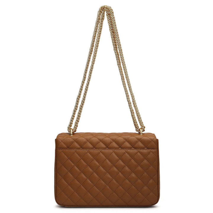 Small Quilting Leather Shoulder Bag - Caramel