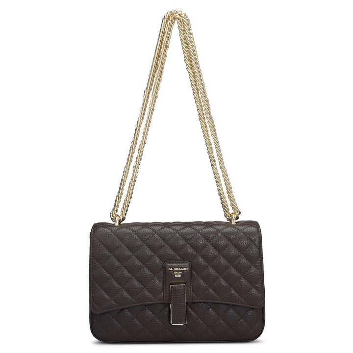Medium Quilting Leather Shoulder Bag - Chocolate