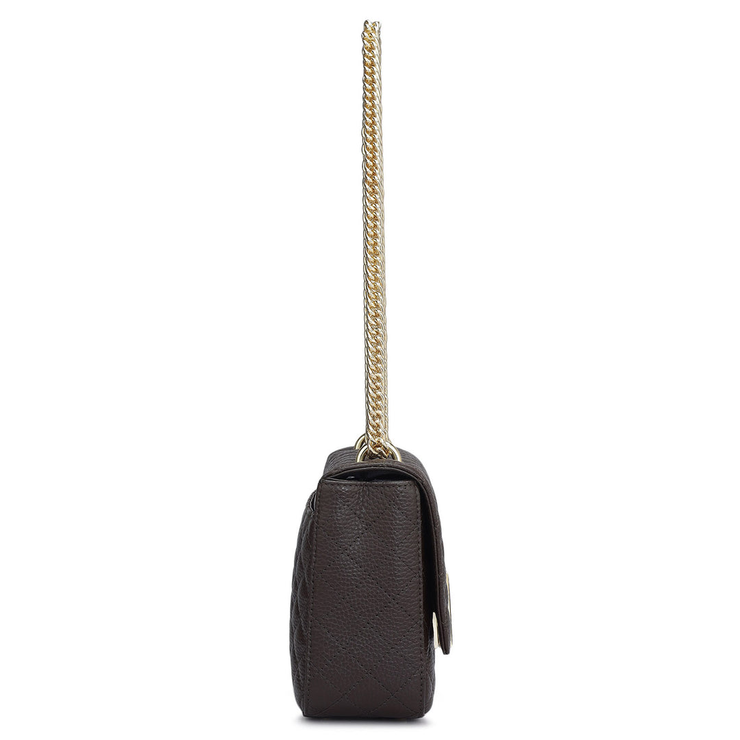 Medium Quilting Leather Shoulder Bag - Chocolate