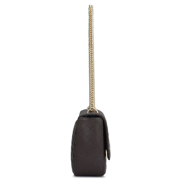 Medium Quilting Leather Shoulder Bag - Chocolate