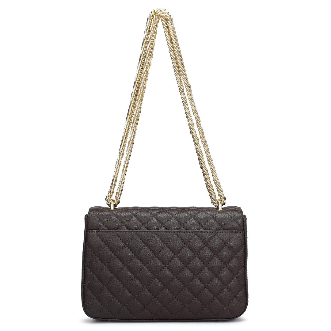 Medium Quilting Leather Shoulder Bag - Chocolate