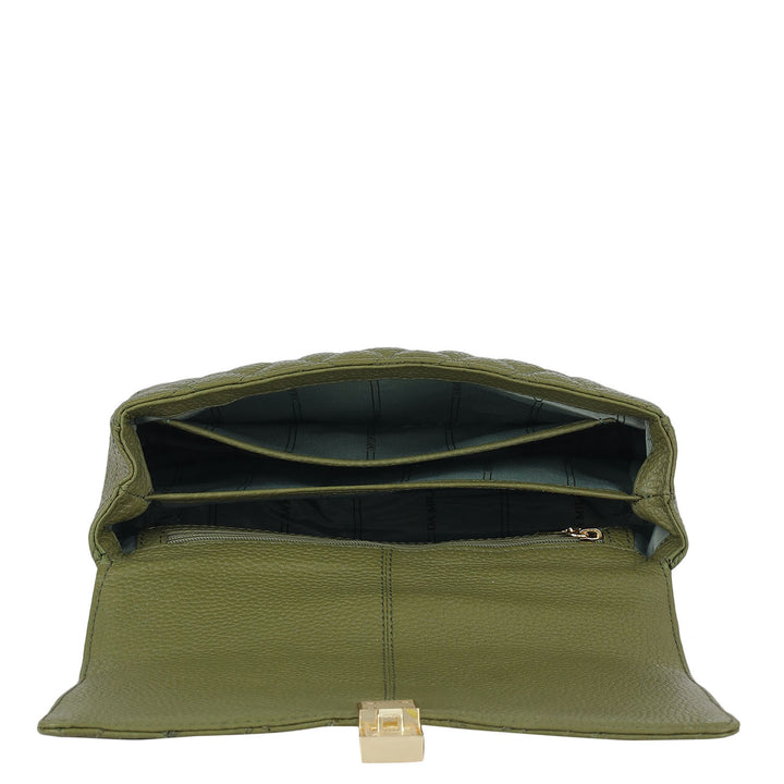 Medium Quilting Leather Shoulder Bag - Fern