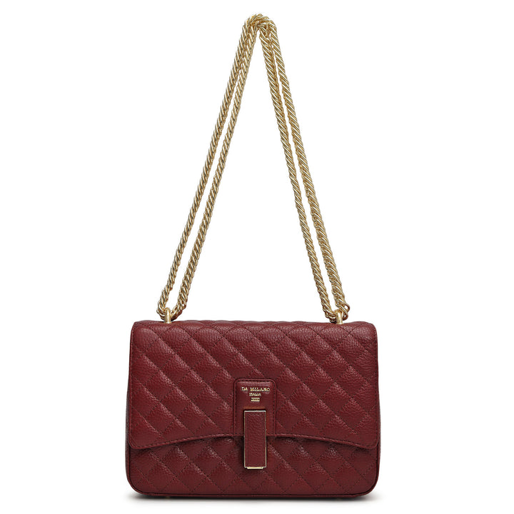 Small Quilting Leather Shoulder Bag - Cherry