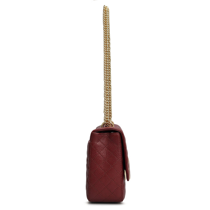 Small Quilting Leather Shoulder Bag - Cherry