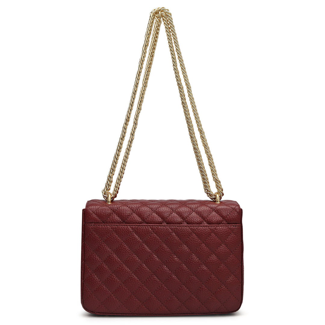Small Quilting Leather Shoulder Bag - Cherry