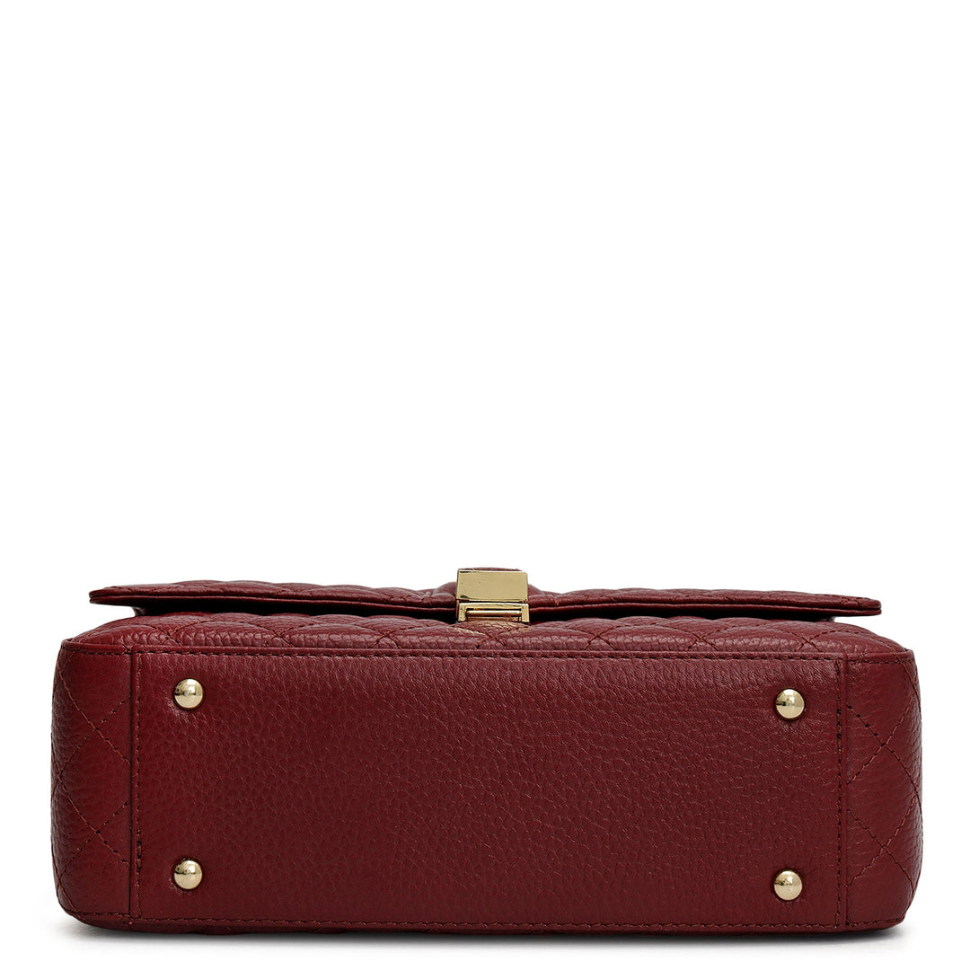 Small Quilting Leather Shoulder Bag - Cherry