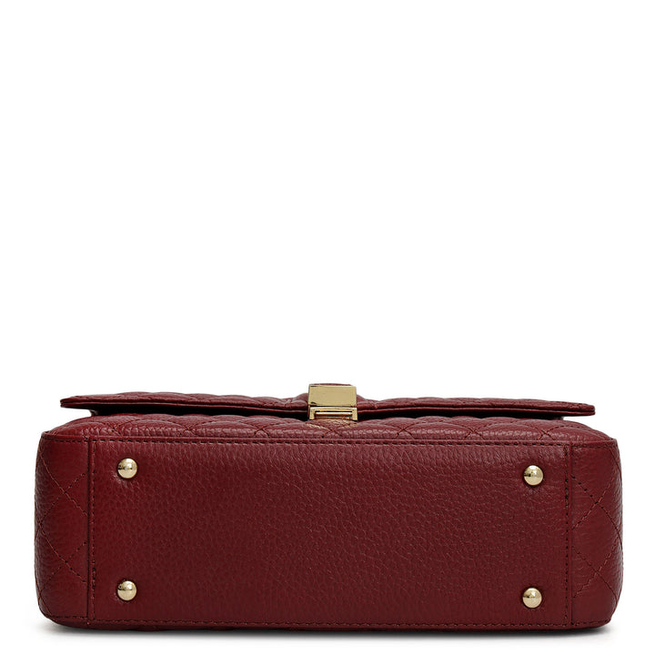 Small Quilting Leather Shoulder Bag - Cherry