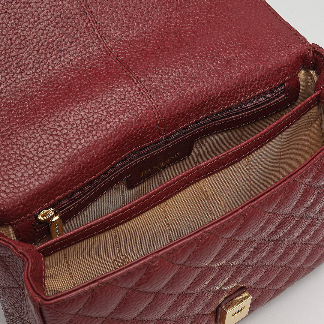 Small Quilting Leather Shoulder Bag - Cherry