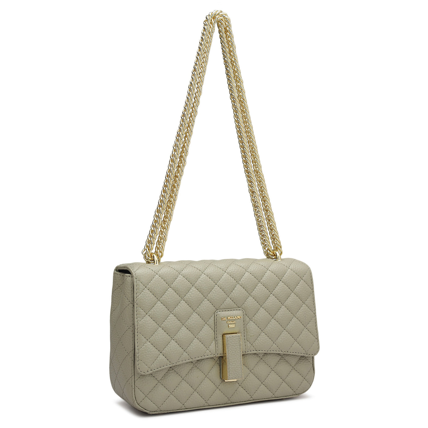 Small Quilting Leather Shoulder Bag - Khaki