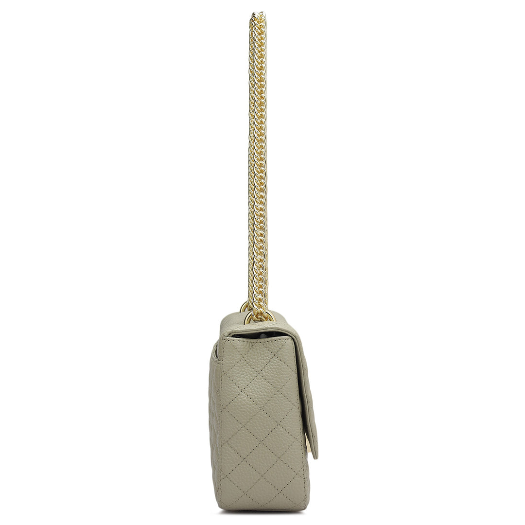 Medium Quilting Leather Shoulder Bag - Khaki