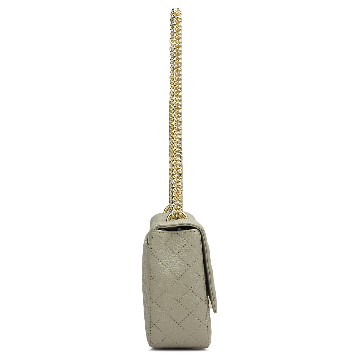 Small Quilting Leather Shoulder Bag - Khaki