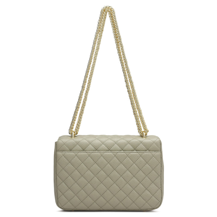 Medium Quilting Leather Shoulder Bag - Khaki