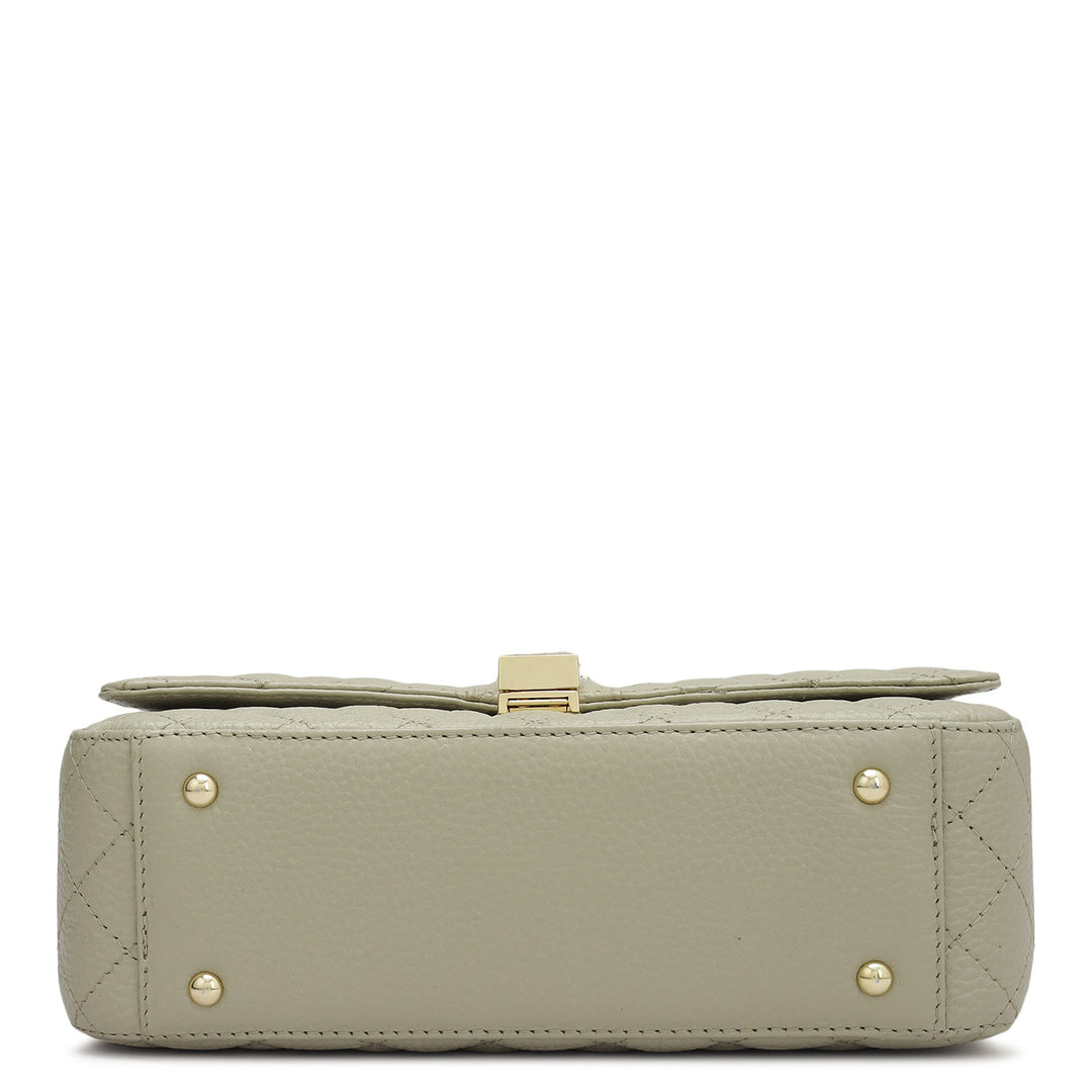 Medium Quilting Leather Shoulder Bag - Khaki