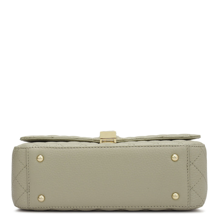 Medium Quilting Leather Shoulder Bag - Khaki