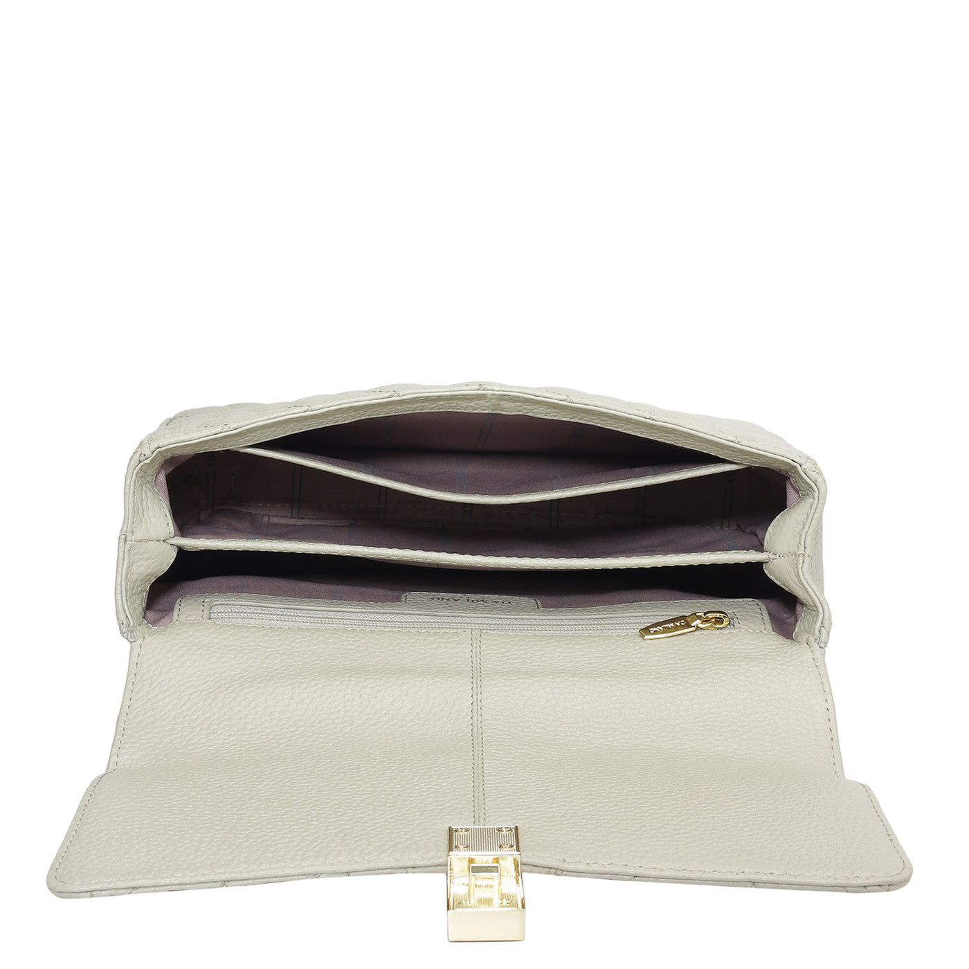 Small Quilting Leather Shoulder Bag - Khaki