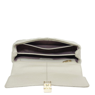 Small Quilting Leather Shoulder Bag - Khaki