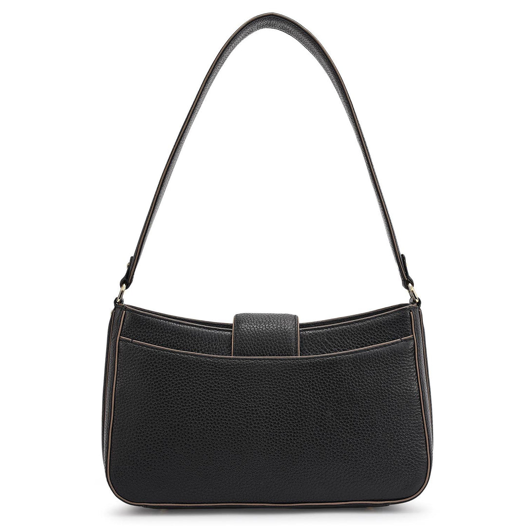 Small Wax Leather Baguette - Black