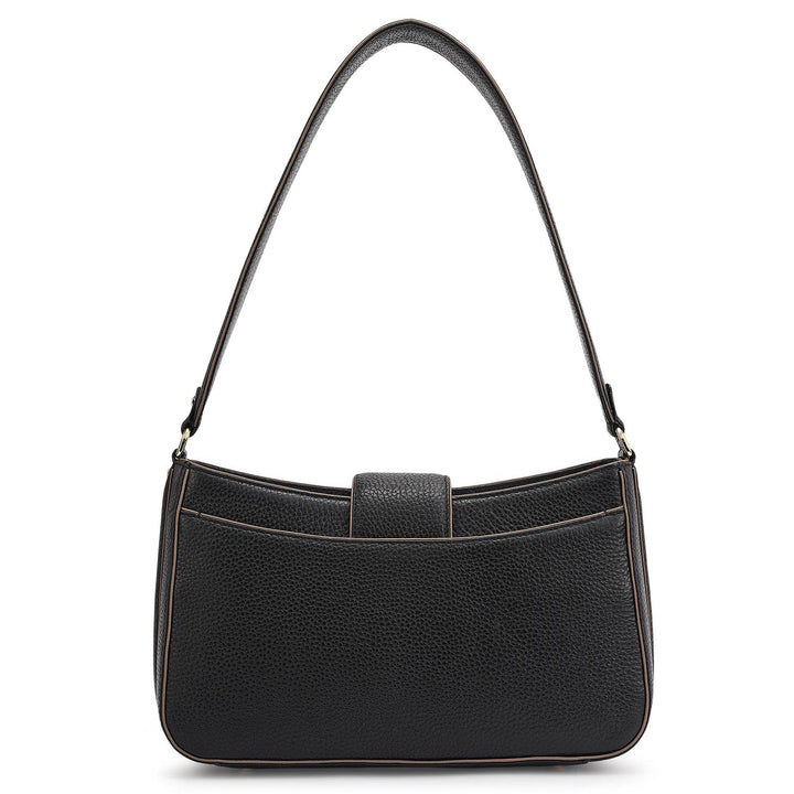 Small Wax Leather Baguette - Black