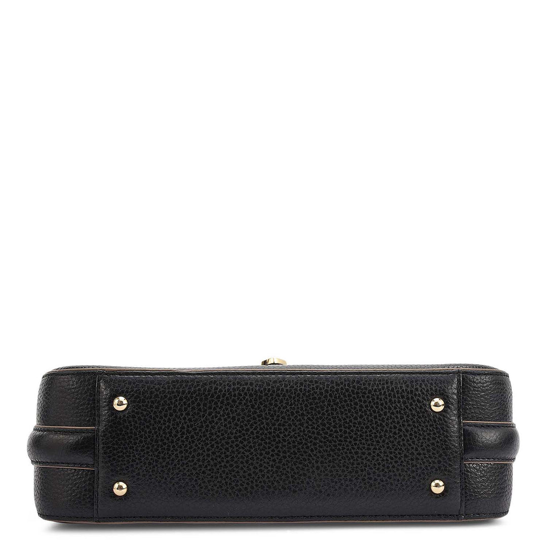Small Wax Leather Baguette - Black