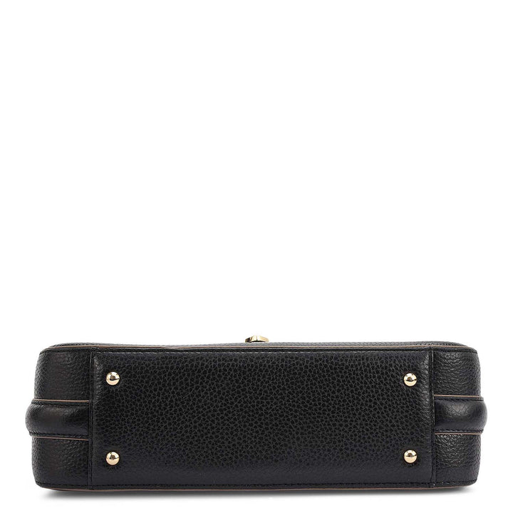 Small Wax Leather Baguette - Black
