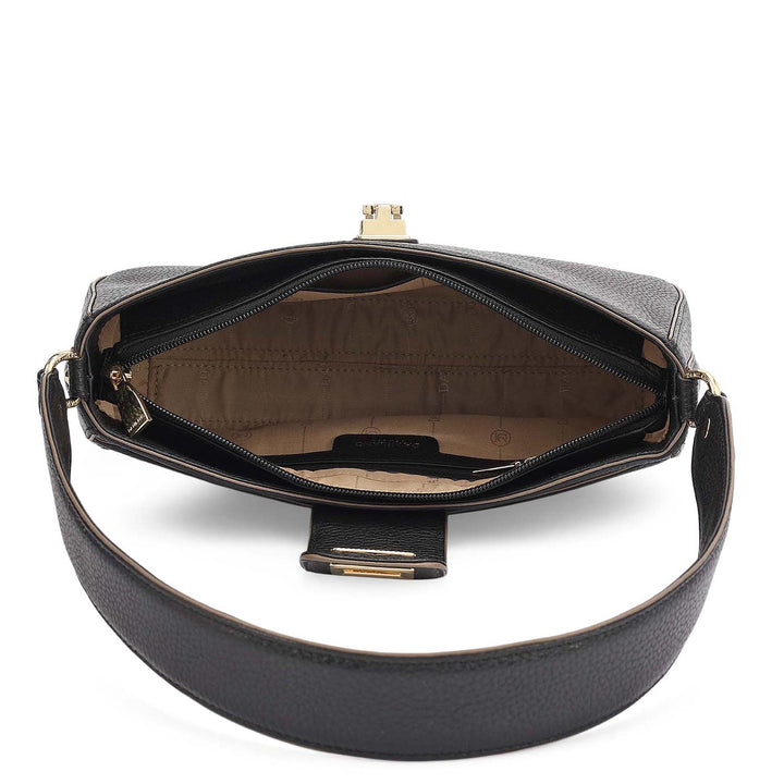 Small Wax Leather Baguette - Black