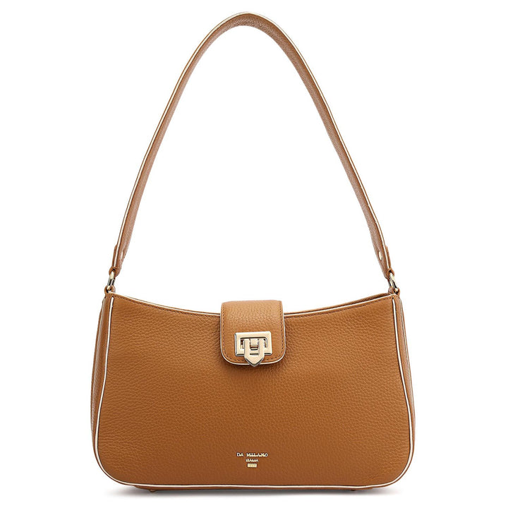 Small Wax Leather Baguette - Caramel