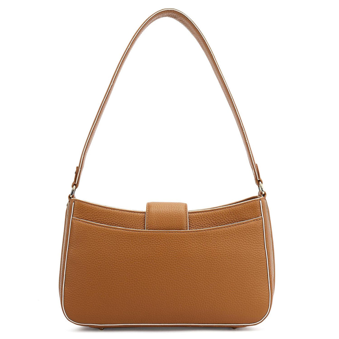 Small Wax Leather Baguette - Caramel