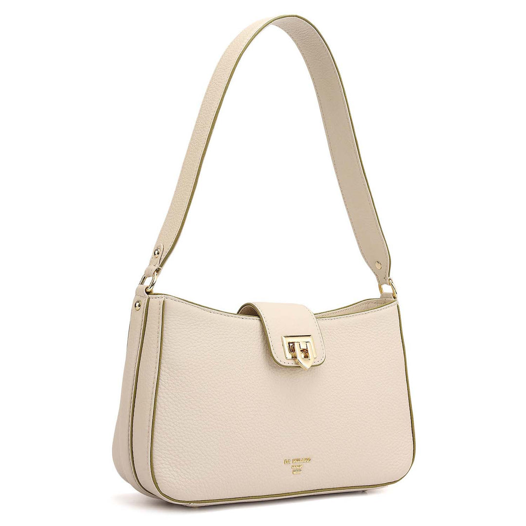 Small Wax Leather Baguette - Marshmallow