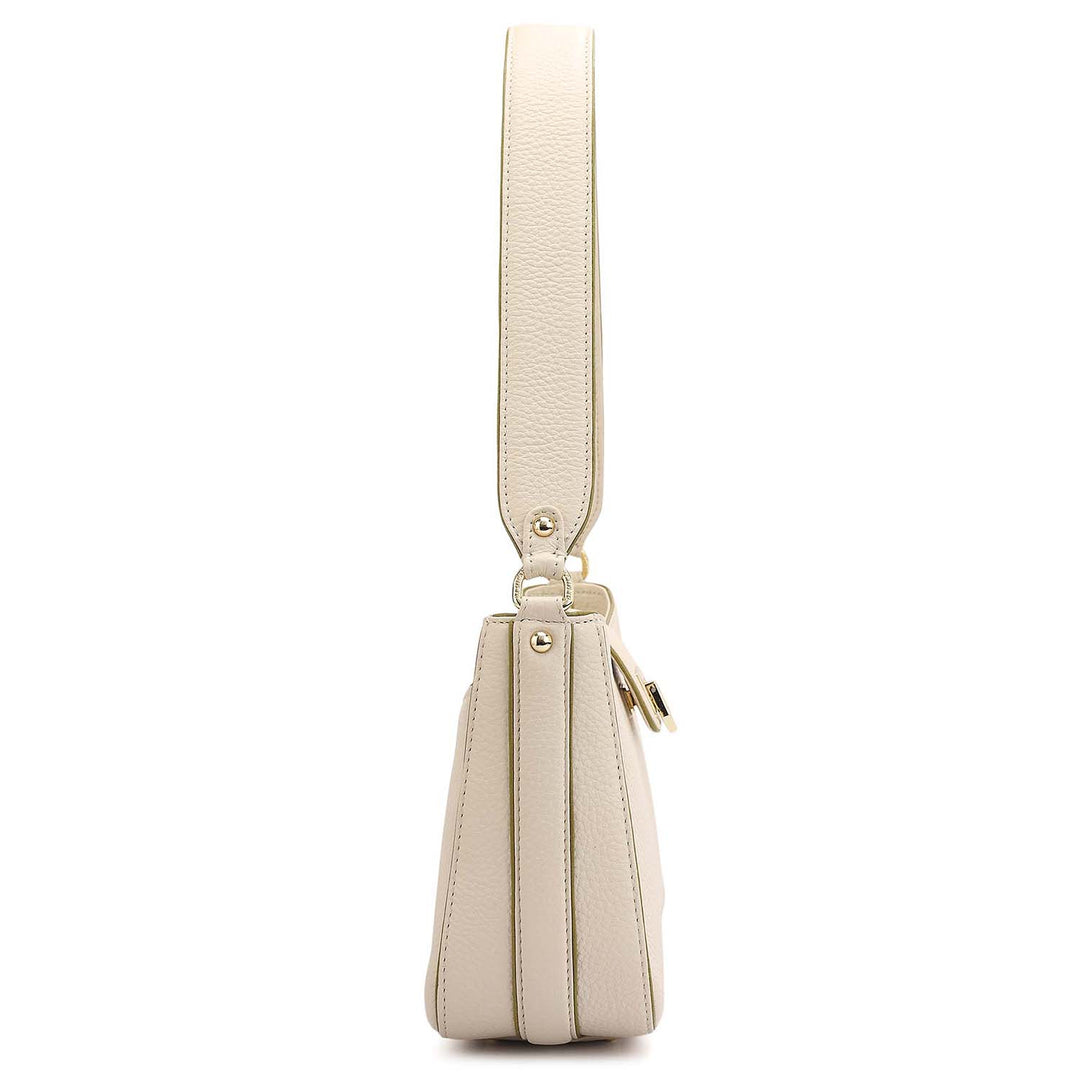 Small Wax Leather Baguette - Marshmallow