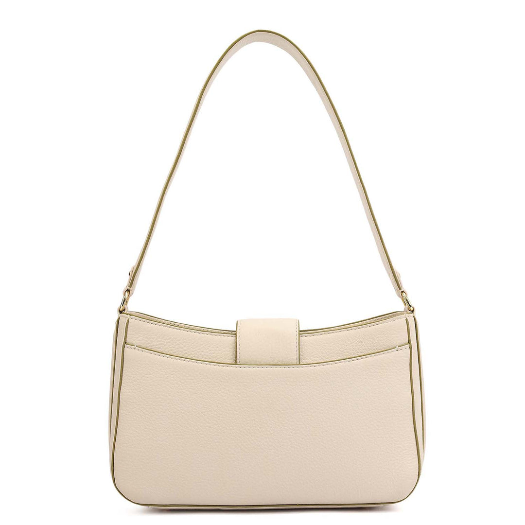 Small Wax Leather Baguette - Marshmallow