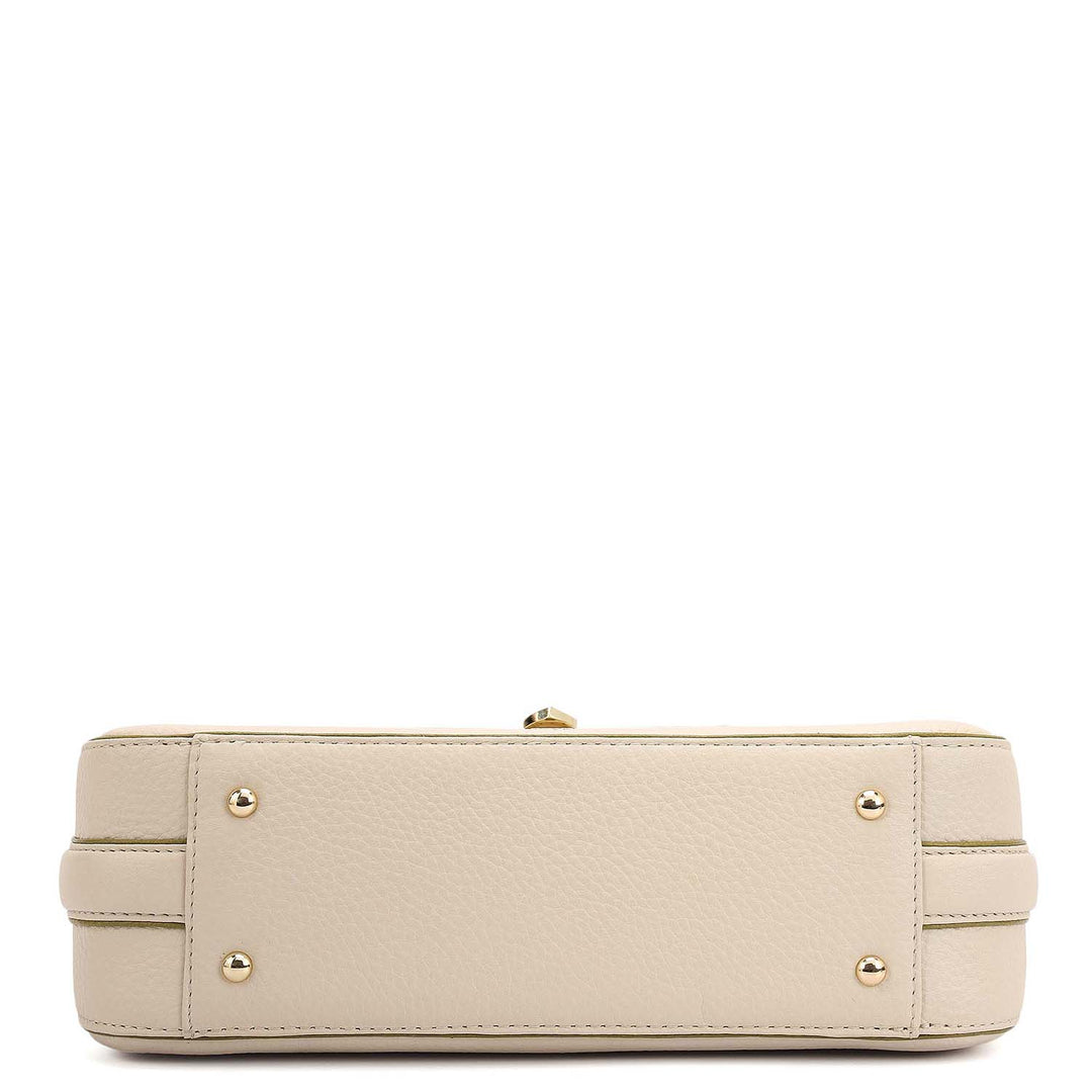 Small Wax Leather Baguette - Marshmallow