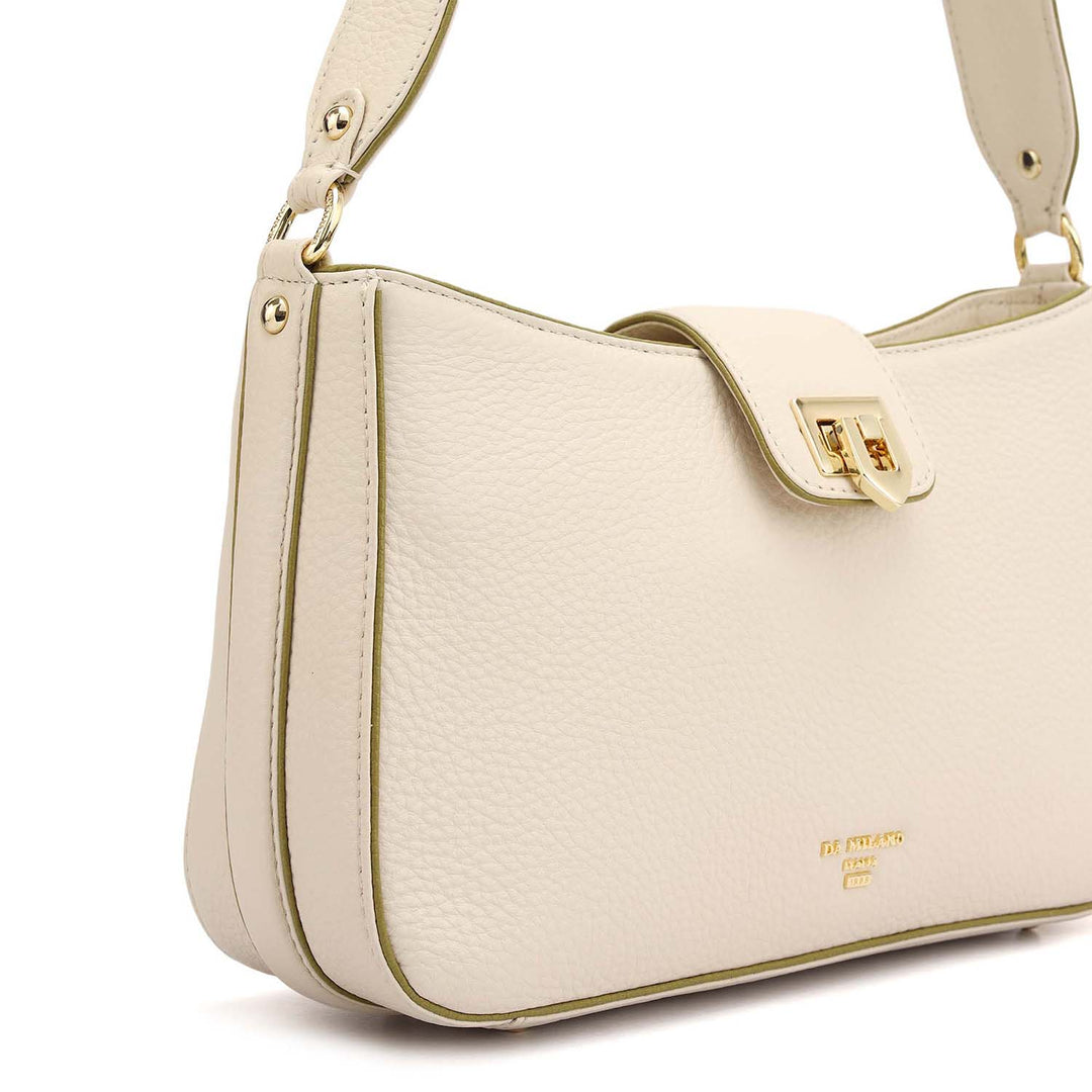 Small Wax Leather Baguette - Marshmallow