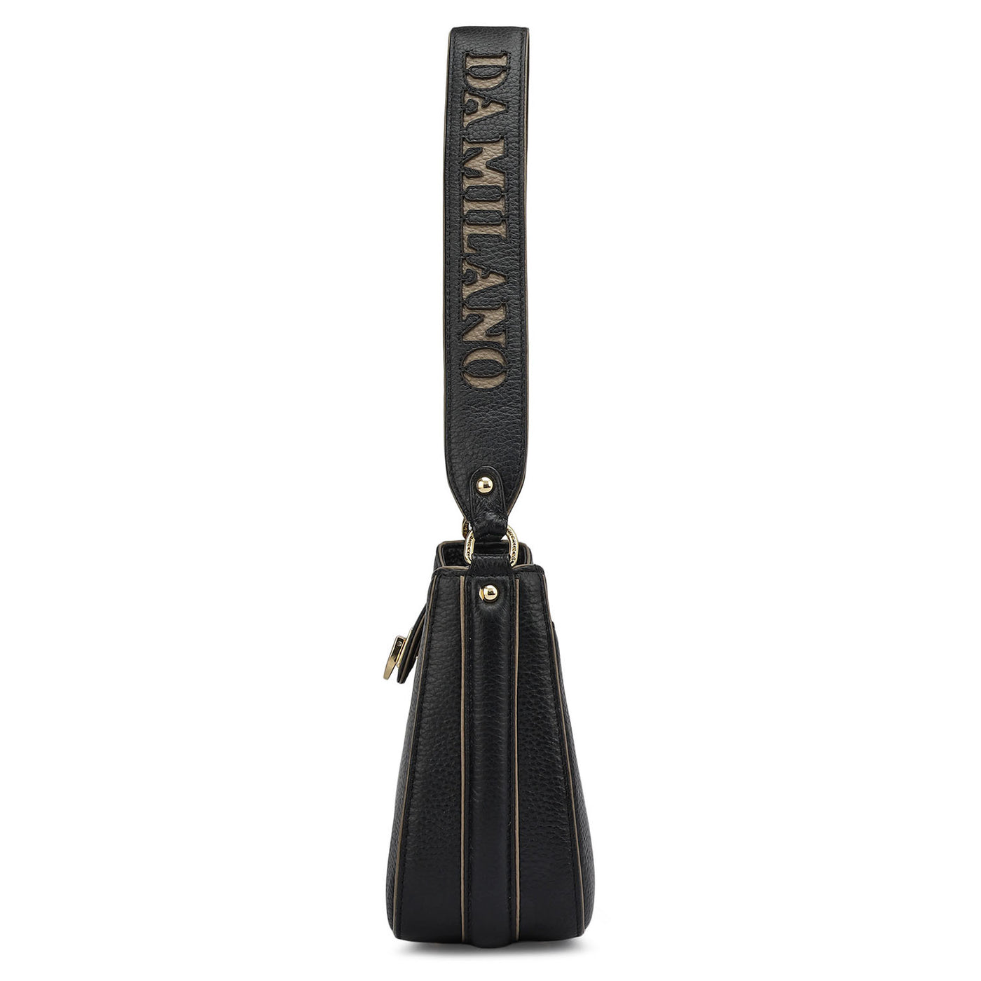 Small Wax Leather Baguette - Black