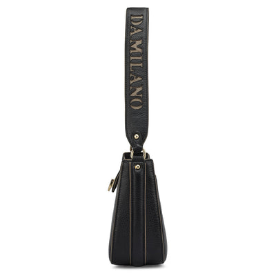 Small Wax Leather Baguette - Black
