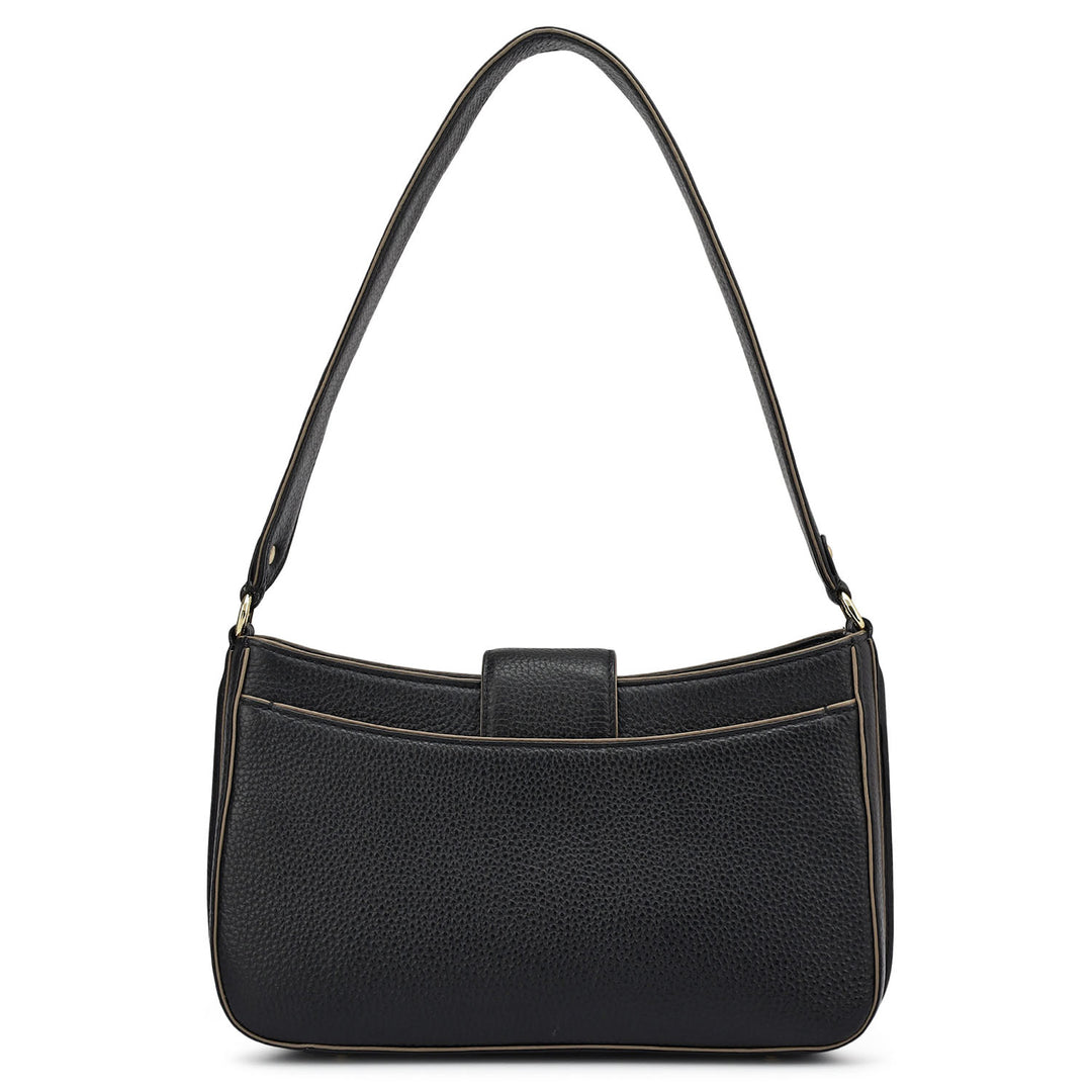 Small Wax Leather Baguette - Black