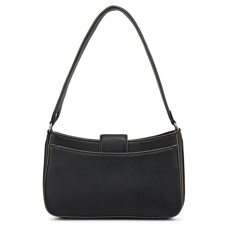 Small Wax Leather Baguette - Black