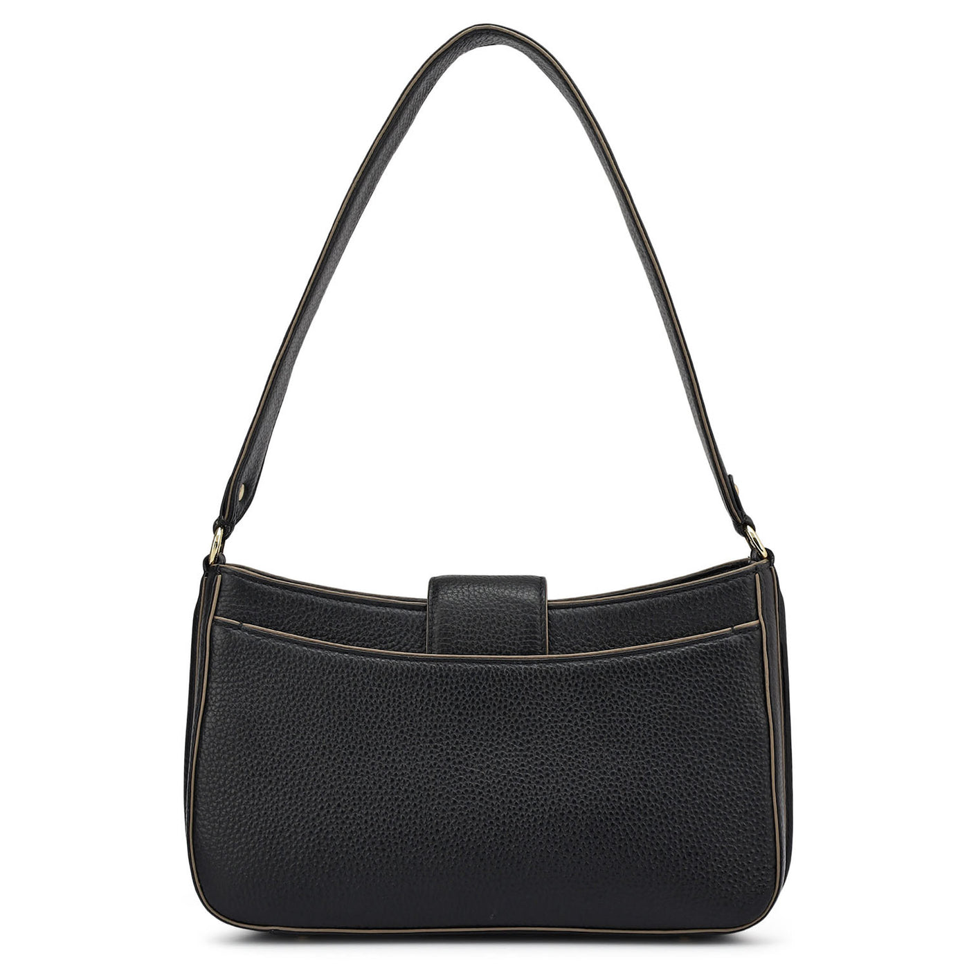 Small Wax Leather Baguette - Black