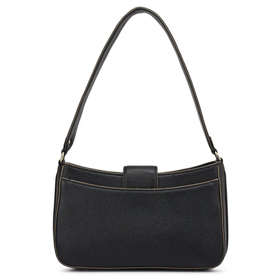 Small Wax Leather Baguette - Black